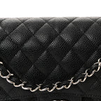 Caviar Quilted Medium Double Flap Black