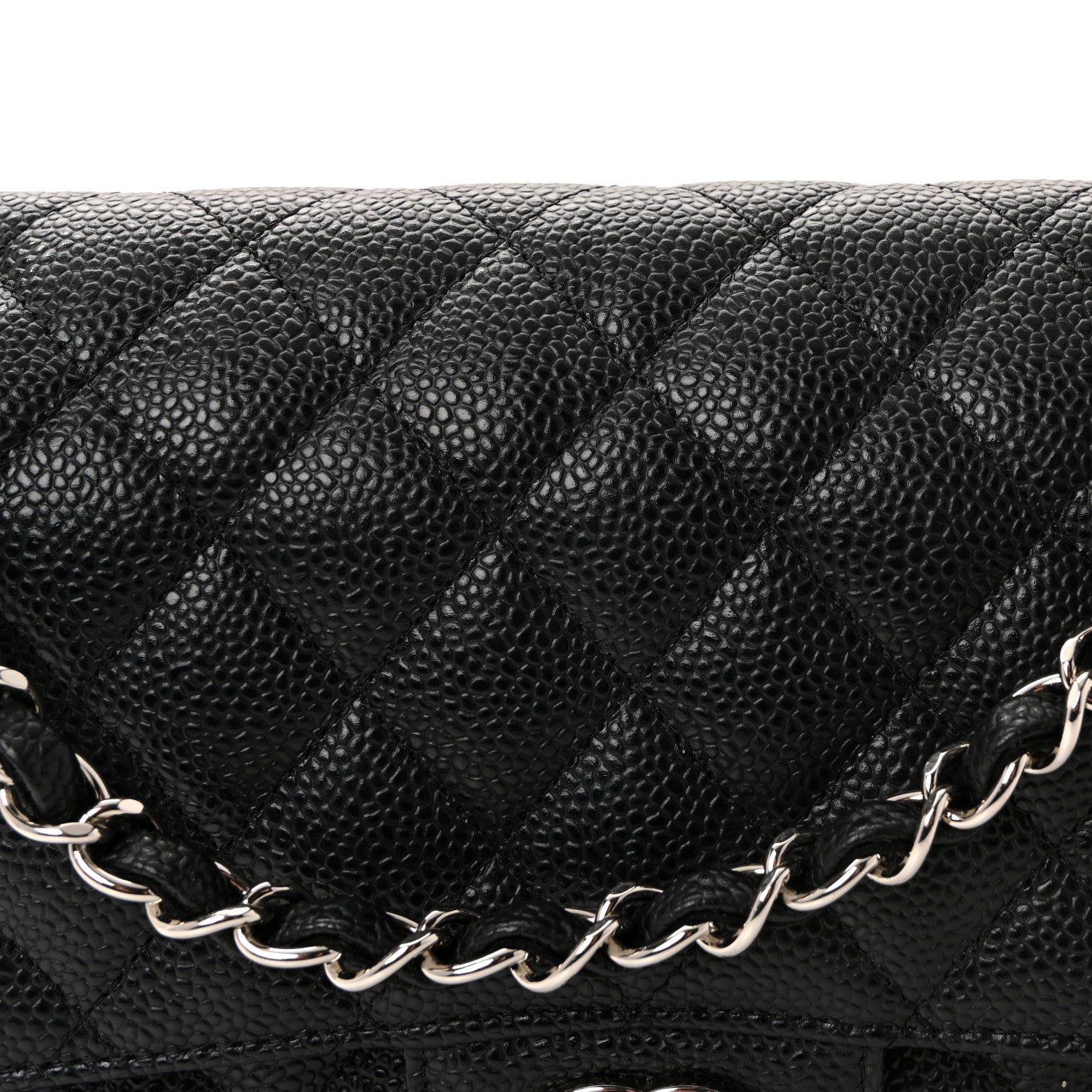 Caviar Quilted Medium Double Flap Black