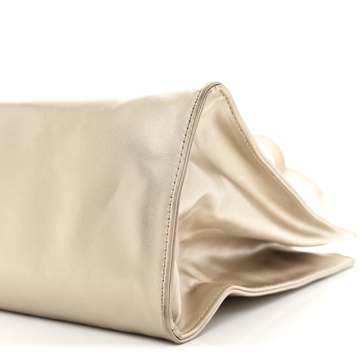 Metallic Vegan Leather Medium Shopping Bag Gold