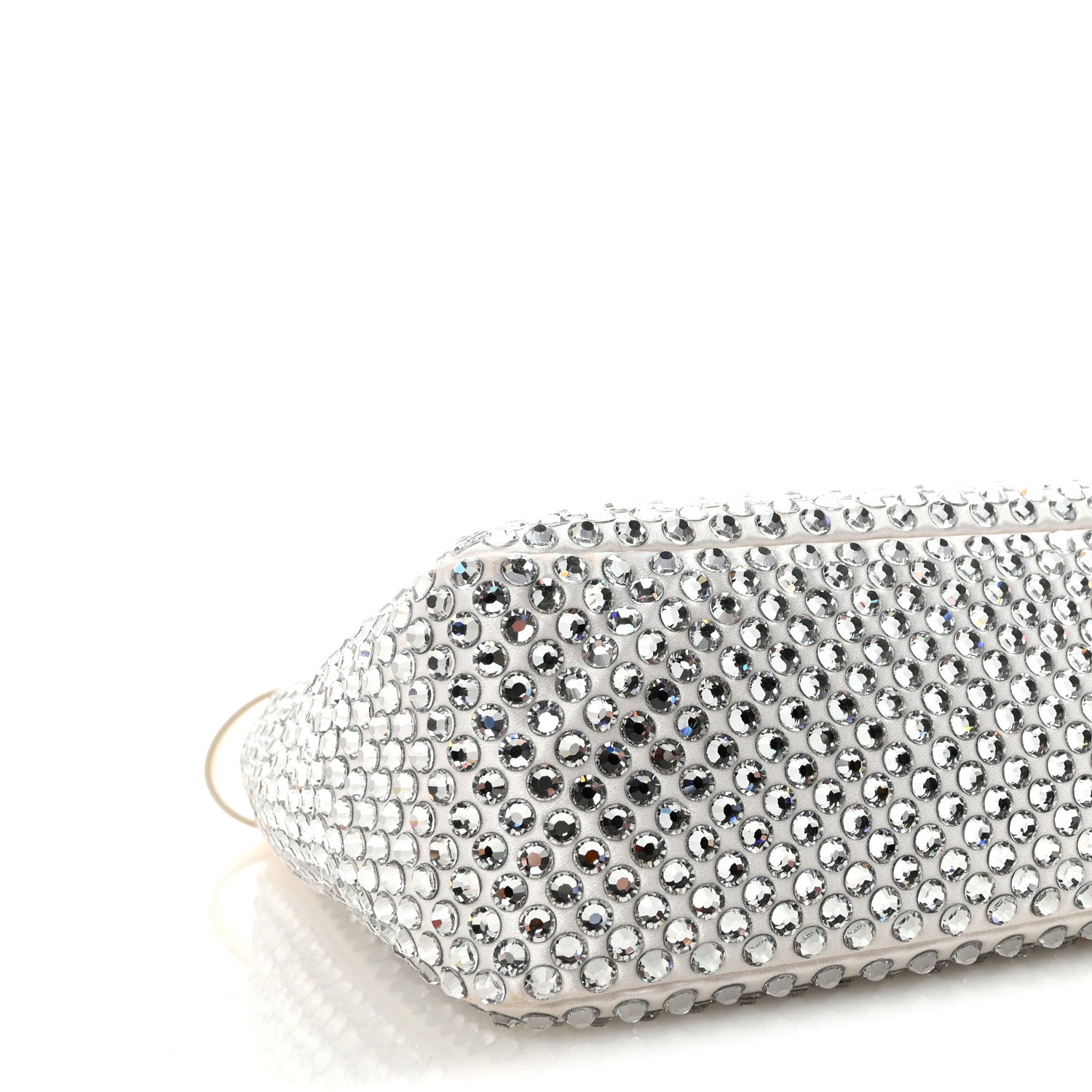 Satin Crystal Mini Re-Edition 2000 Bag White