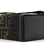 Recycled Fabric Jacquard Vitello King FF 1974 Baguette Soft Trunk Phone Pouch Brown