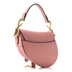 Grained Calfskin Mini Saddle Bag Pink