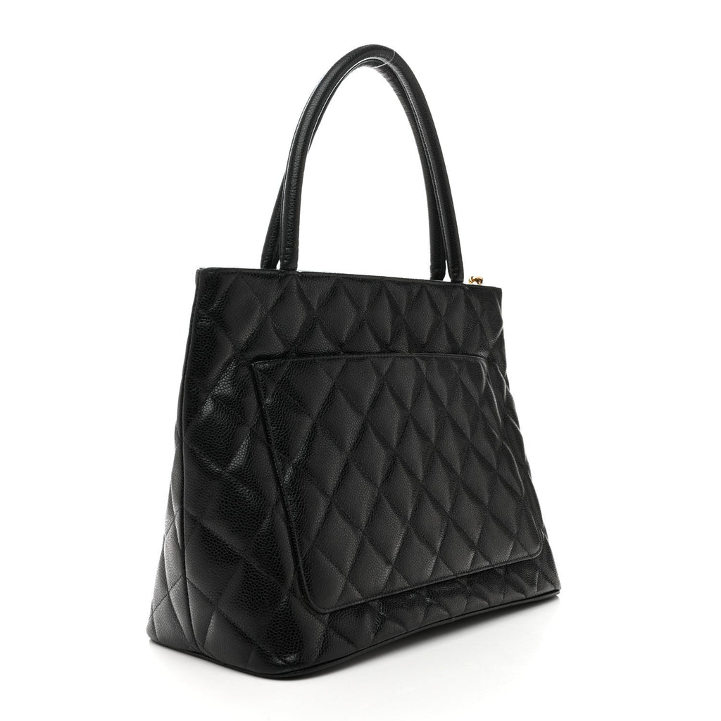 Caviar Quilted Medallion Tote Black