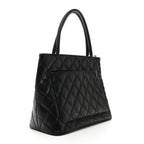 Caviar Quilted Medallion Tote Black
