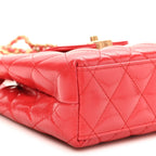 Shiny Aged Calfskin Quilted Nano Kelly Shopper Dark Red