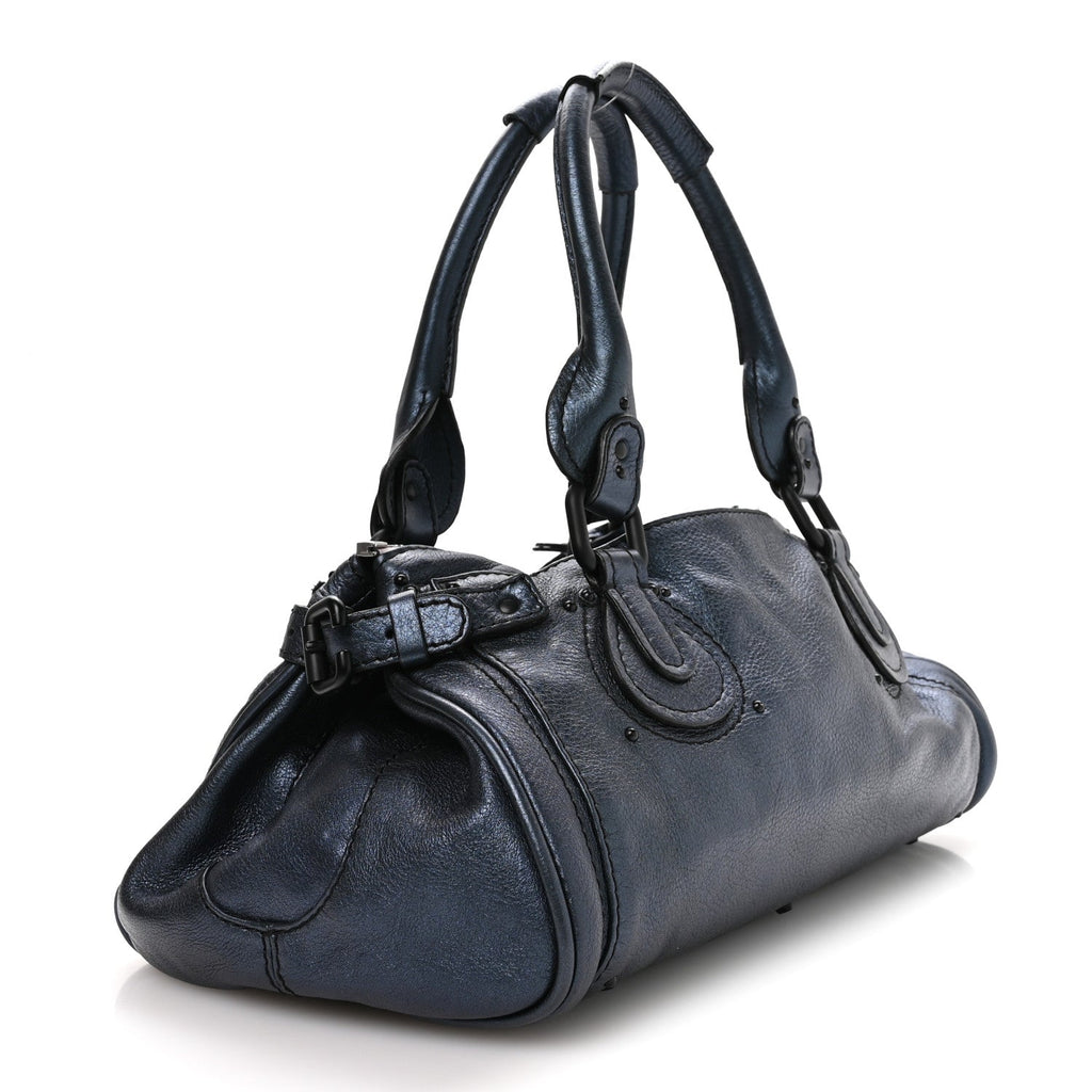 Metallic Calfskin Medium Paddington Satchel Blue