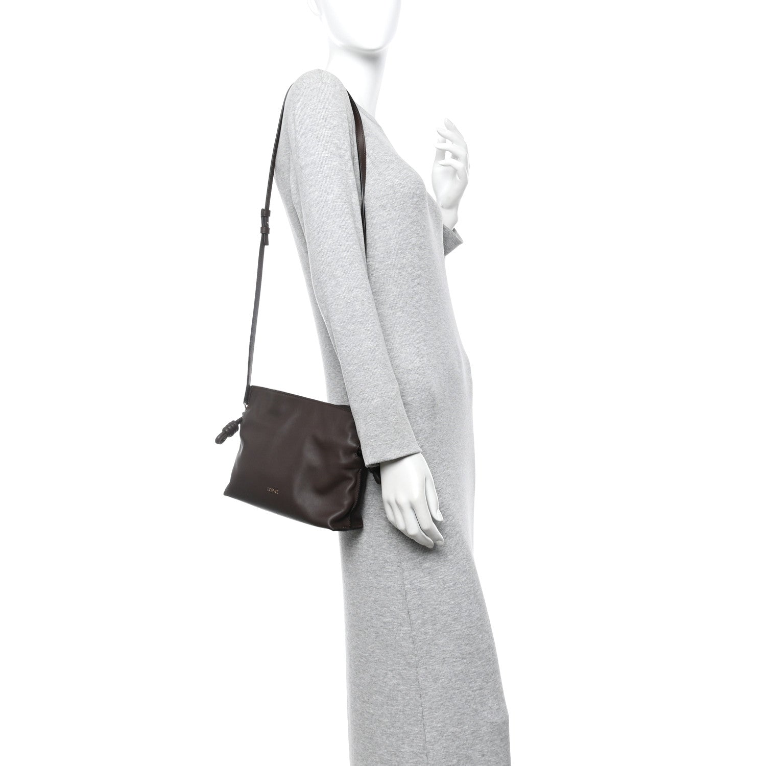 Calfskin Mini Flamenco Knot Clutch Chocolate
