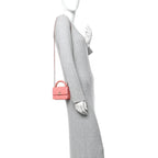 Lambskin Quilted Top Handle Flap Clutch With Chain Pink