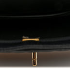 Shiny Lambskin Quilted Half Mini Flap Black Beige