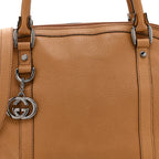 Pebbled Calfskin Medium GG Convertible Dome Satchel Beige