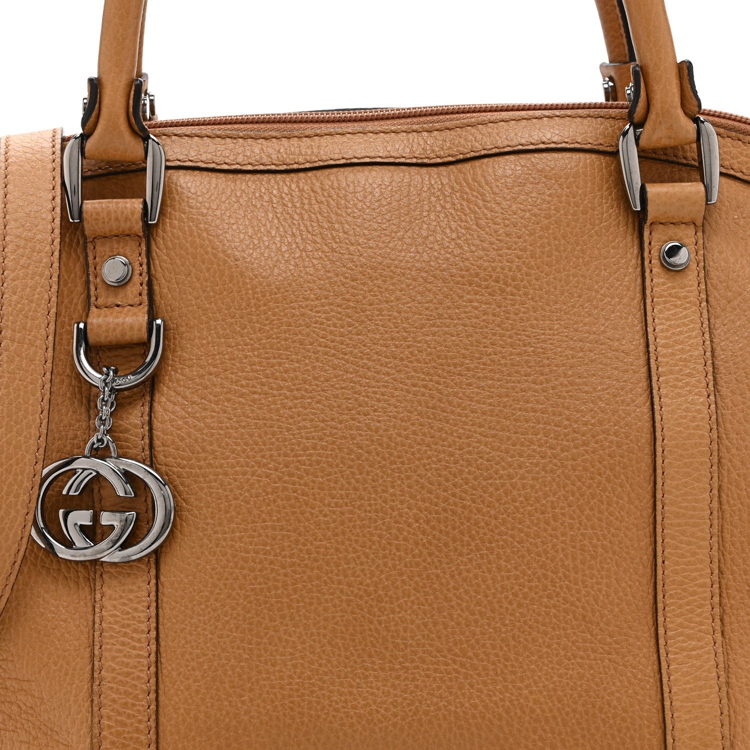 Pebbled Calfskin Medium GG Convertible Dome Satchel Beige