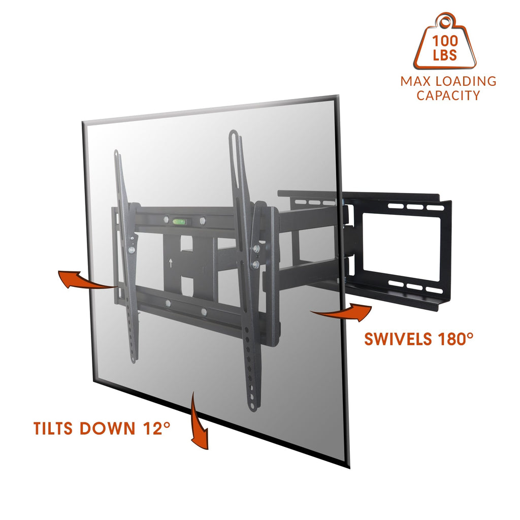 Full Motion Wall Mount with Bubble Level for 26 - 55 Inch LCD, LED, and Plasma Screens