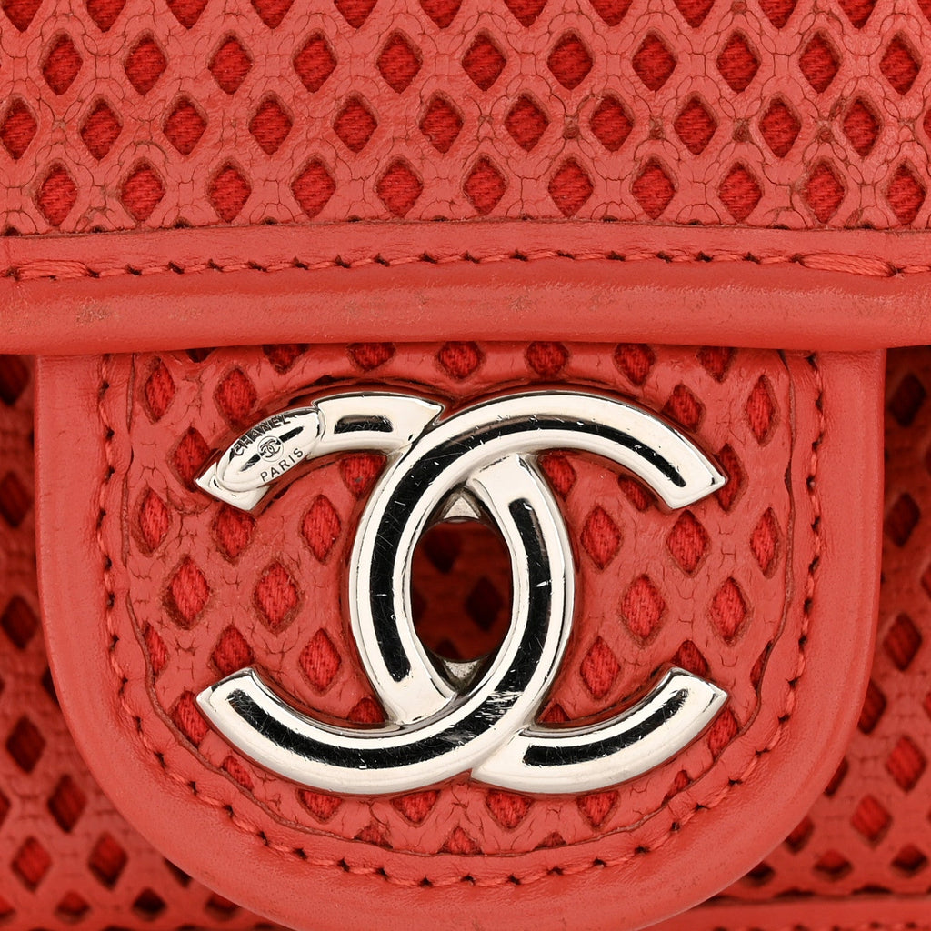 Perforated Calfskin Large Up In The Air Flap Red