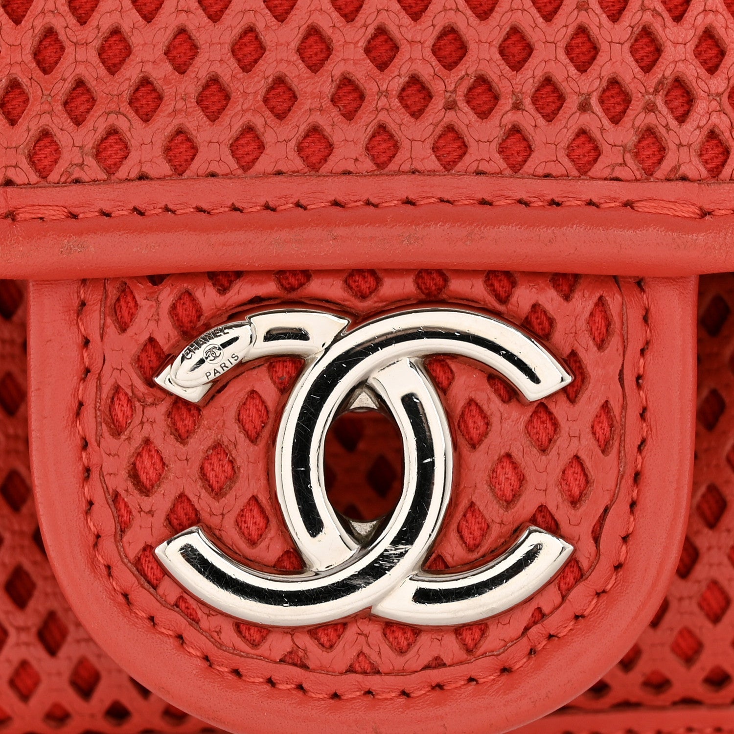 Perforated Calfskin Large Up In The Air Flap Red