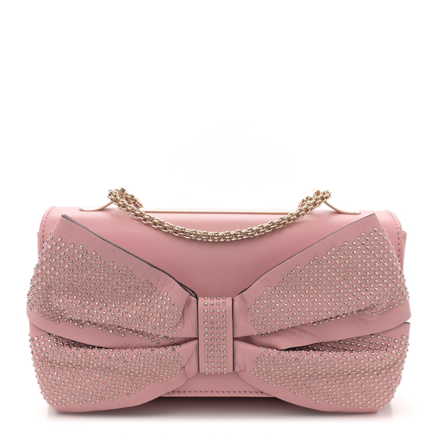 Nappa Bow Studded Shoulder Bag Pop Gardenia