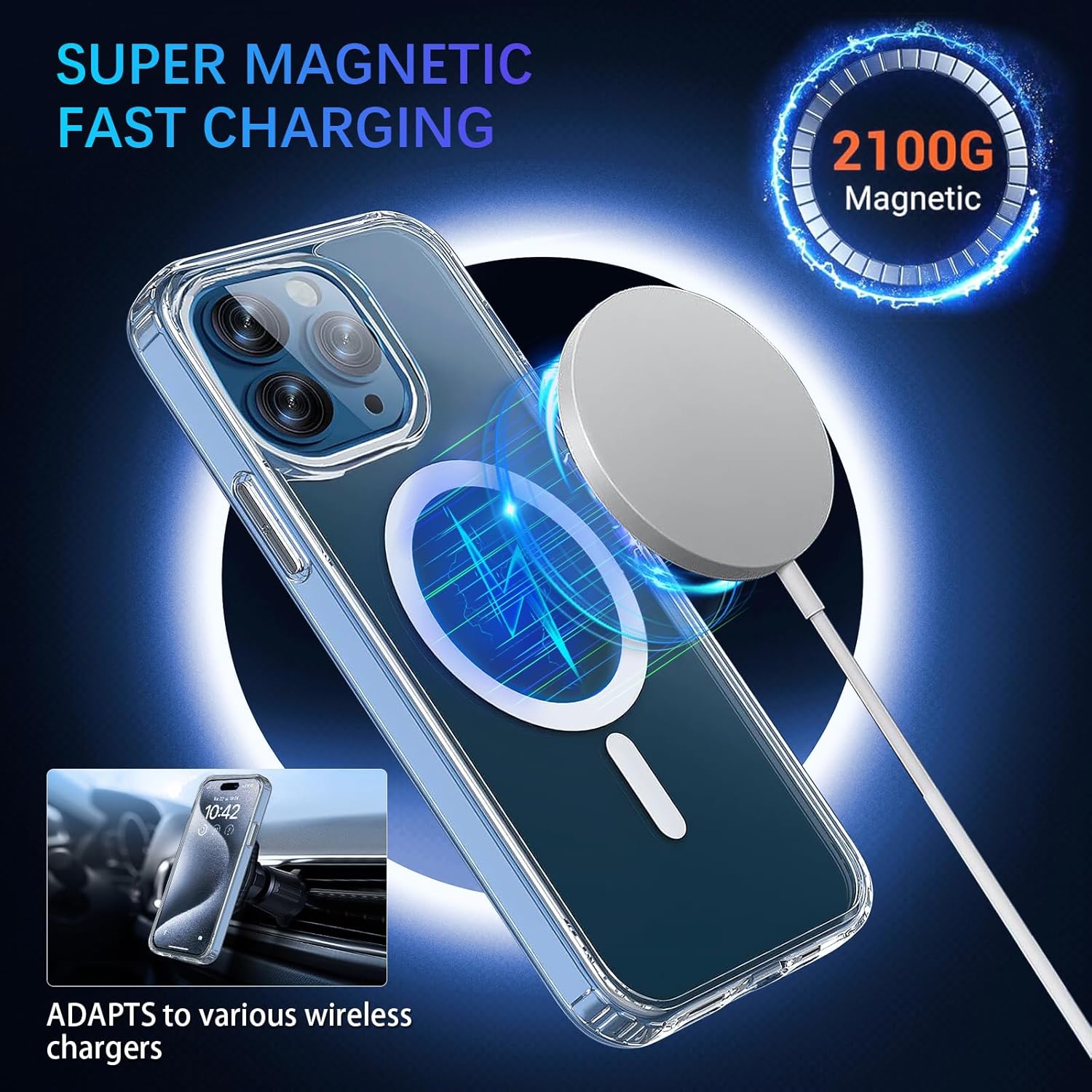 Entronix [Magnetic] Case Compatible with iPhone XS Max - [Hard Back] Thick Clear