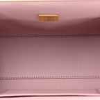 Lambskin Quilted Chain Frame Clutch Pink