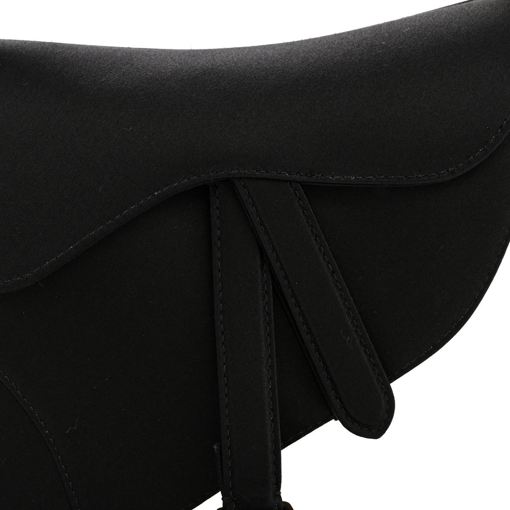 Satin Crystal Mini Saddle Bag Black