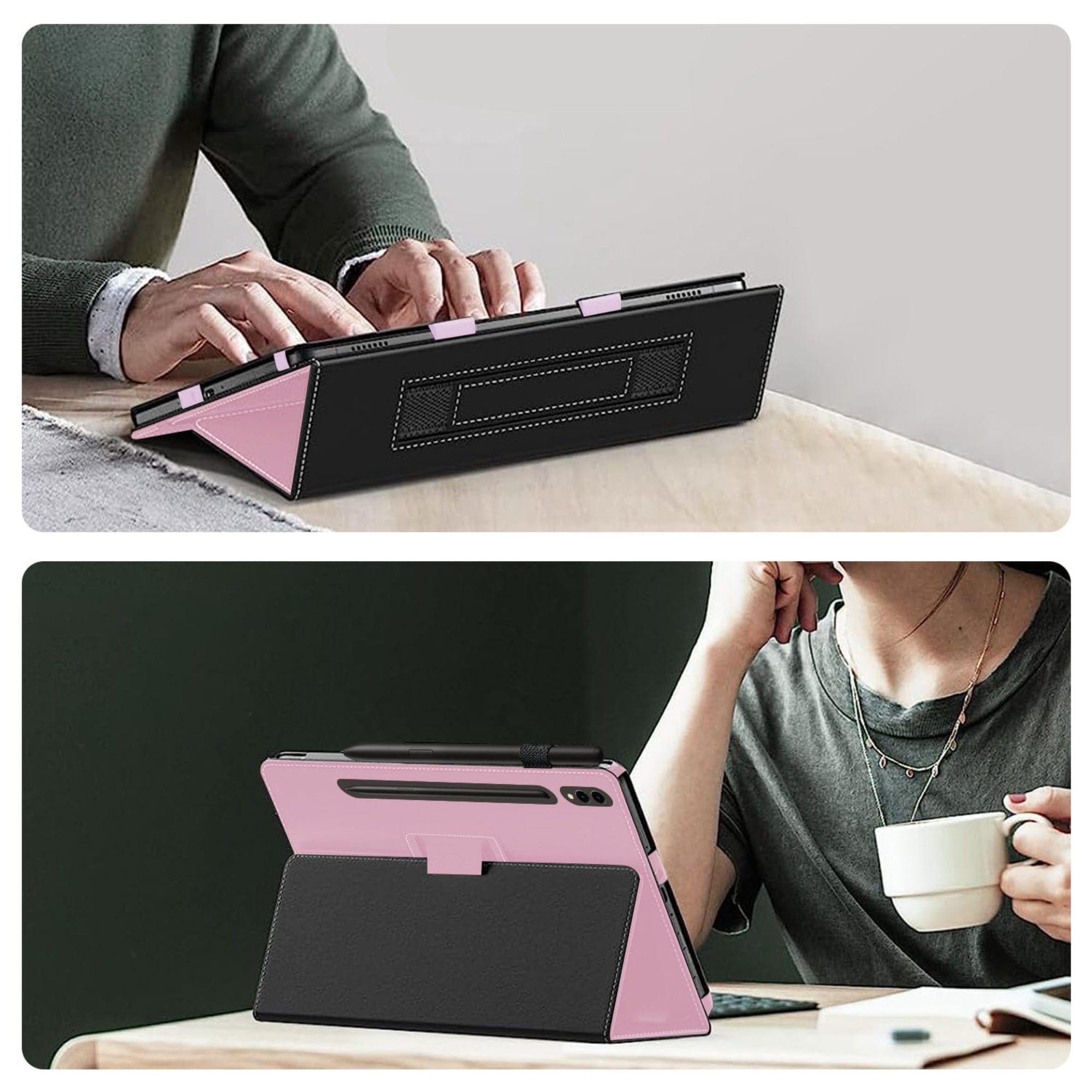 SAHARA - Bi-Fold Folio Case for Samsung Galaxy Tab S10+, Tab S9+, and Tab S9 FE+ - Pink
