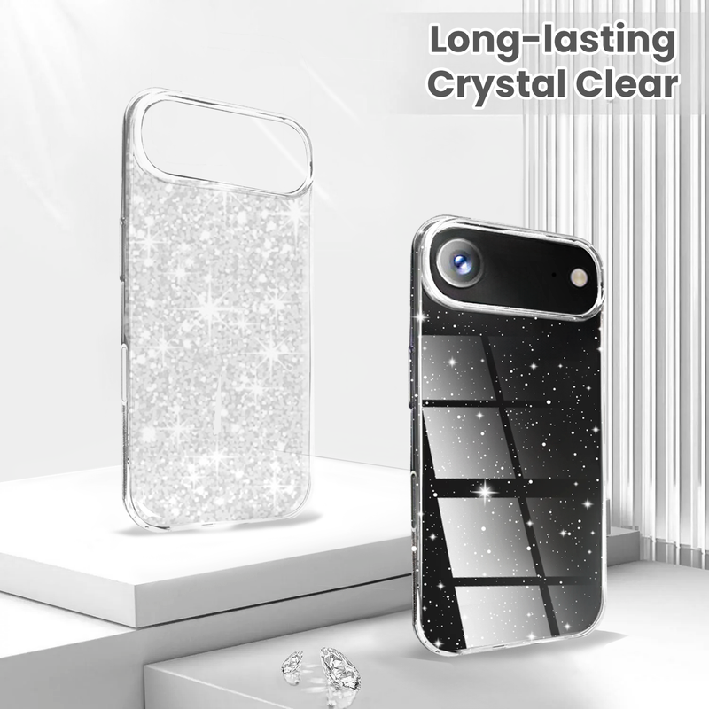 Entronix Bundle Compatible with iPhone 17 Air - [Hard] Glitter Clear Case, 2 Clear Screen Protector & 2 Camera Lens Protectors