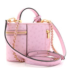 Ostrich Vanity Chain Pouch Pink