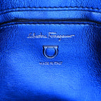 Metallic Woven Calfskin Trifolio Shoulder Bag Bluette