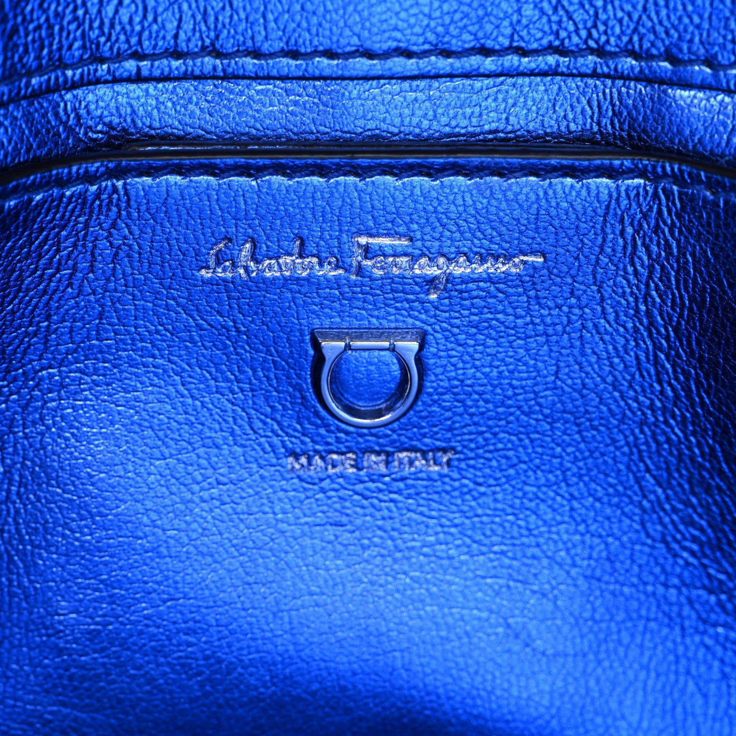Metallic Woven Calfskin Trifolio Shoulder Bag Bluette