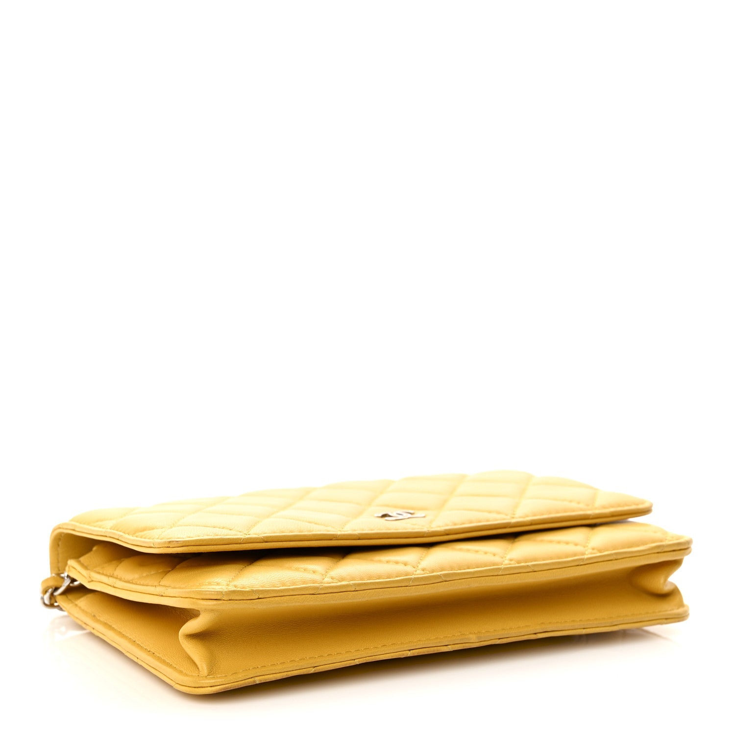 Lambskin Quilted Wallet On Chain WOC Yellow