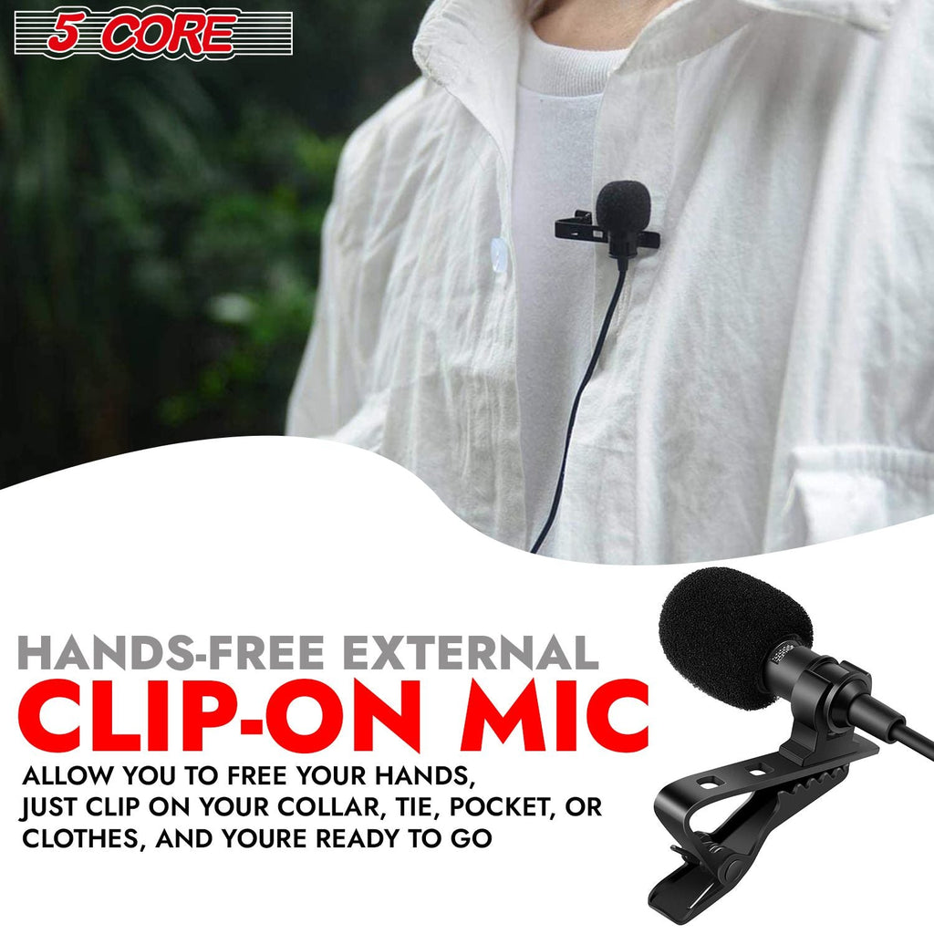 Professional Omnidirectional Lavalier Microphone 3.5mm Clip-On Lapel Mic for Smartphone DSLR Camera PC Interview Video Camcorders Audio Recorder -Condenser Mic Only
