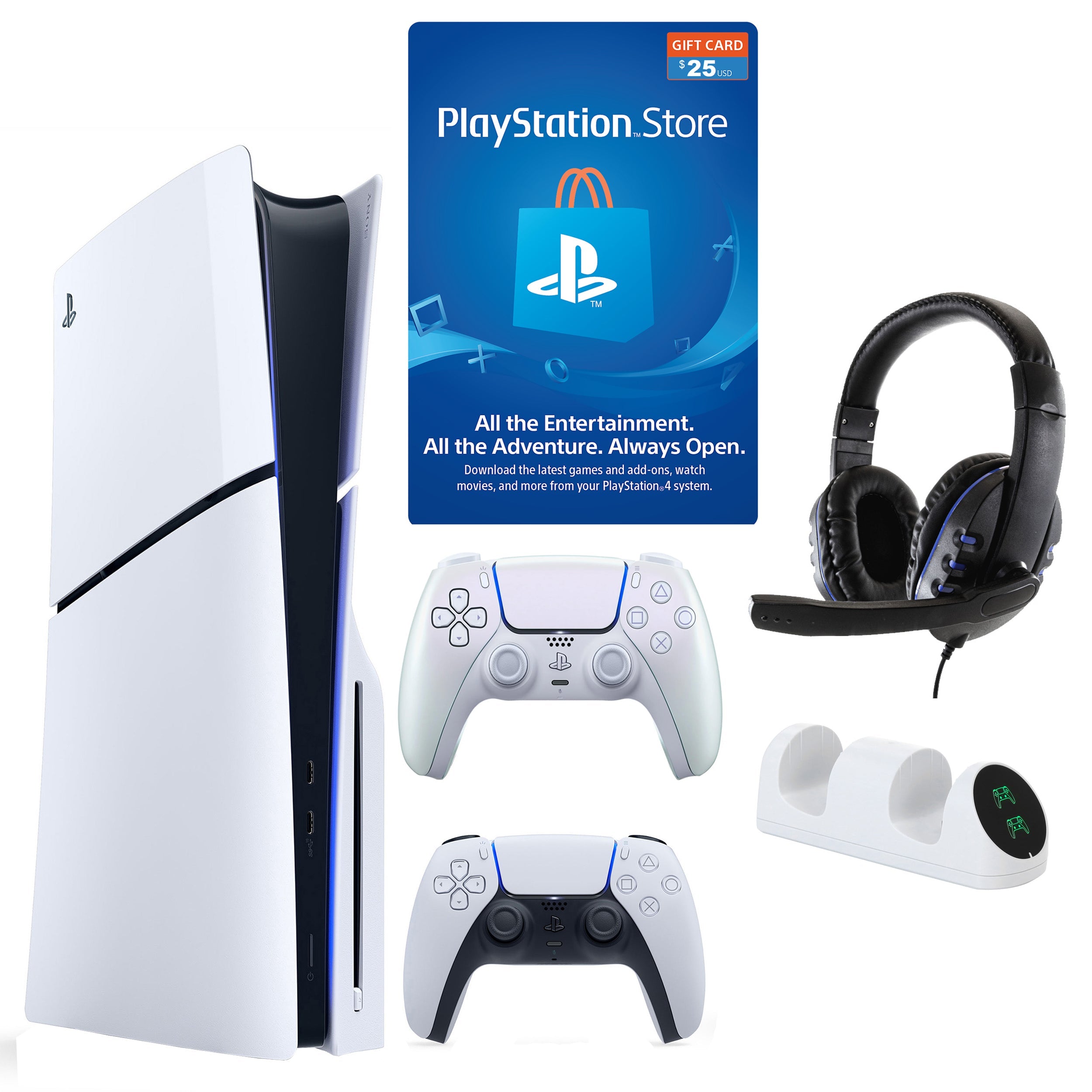 PS5 Slim with $25 PSN, Extra Controller & Accessories