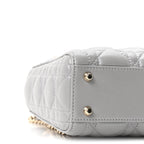 Lambskin Cannage Mini Lady Dior Gray Opaline