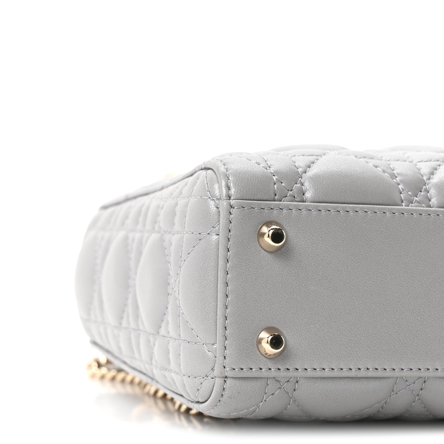 Lambskin Cannage Mini Lady Dior Gray Opaline