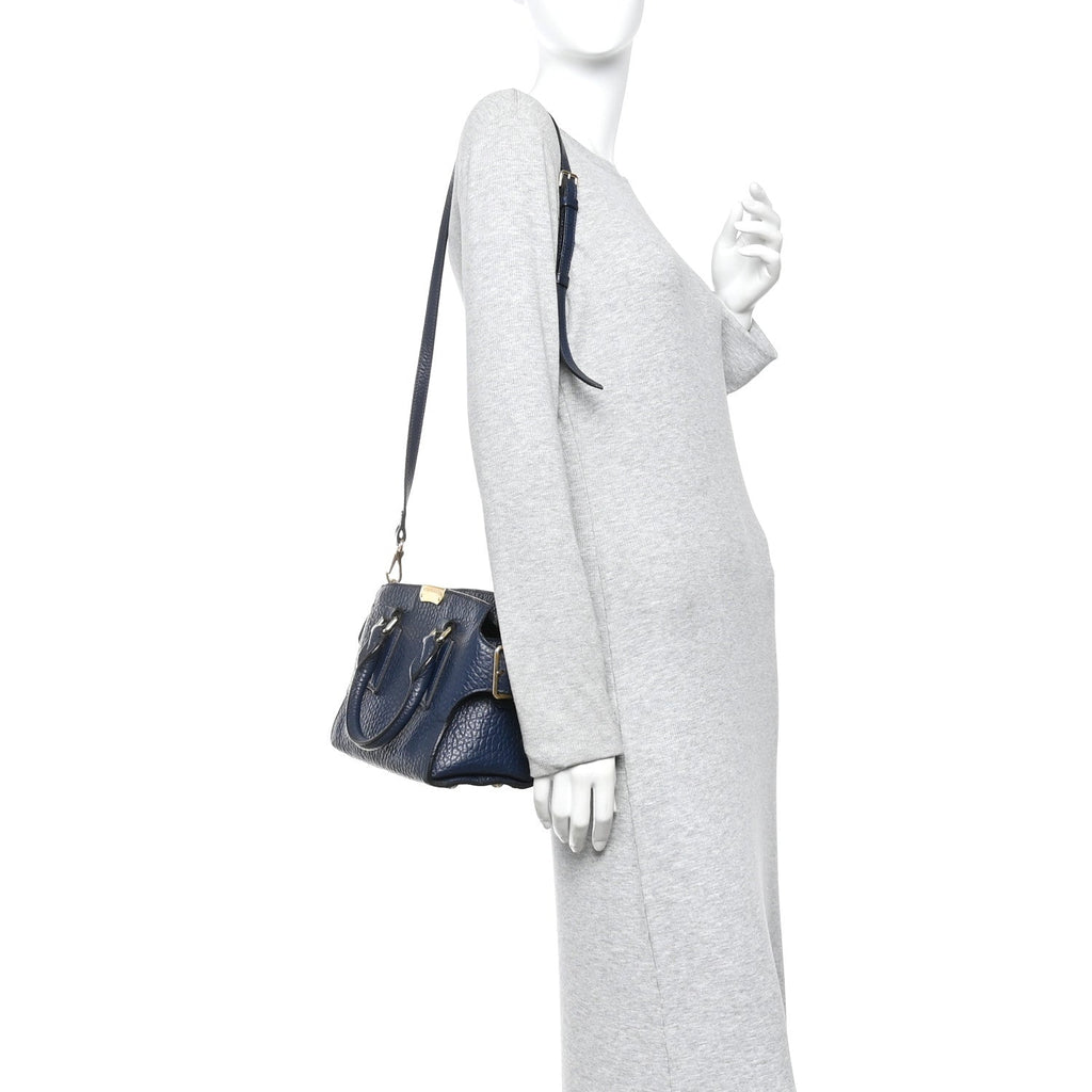 Signature Grain Small Clifton Bag Navy Blue
