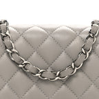 Lambskin Quilted Mini Square Flap Grey