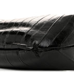 Glossy Calfskin Eelskin Embossed Medium Olivia Hobo Black
