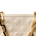 Lambskin Embossed Monogram Coussin PM Beige Cream