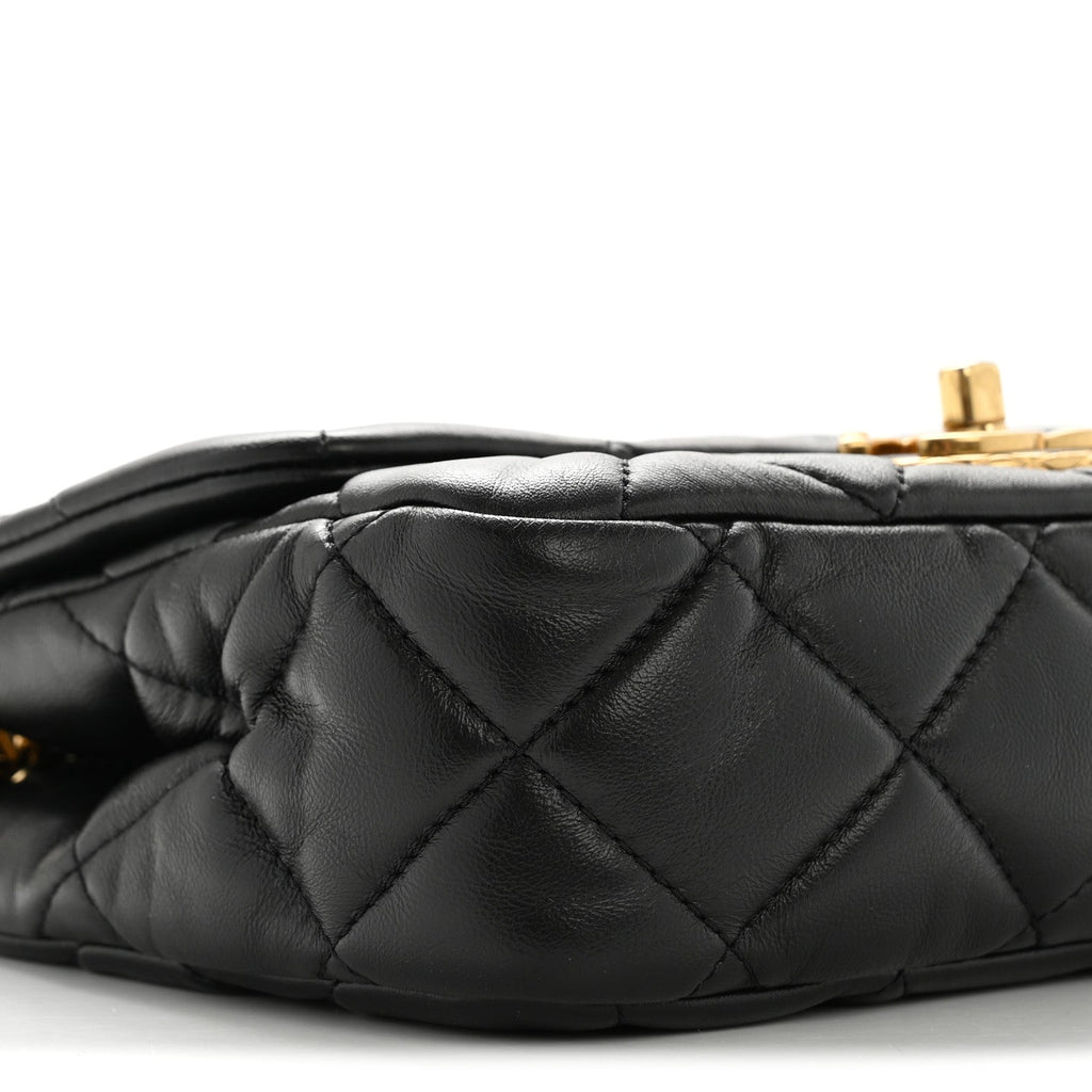 Lambskin Quilted Mini Flap Black