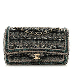 Tweed Braid Medium Flap Turquoise Multicolor