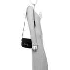 Azalea Calfskin Web Mini Horsebit 1955 Shoulder Bag Black