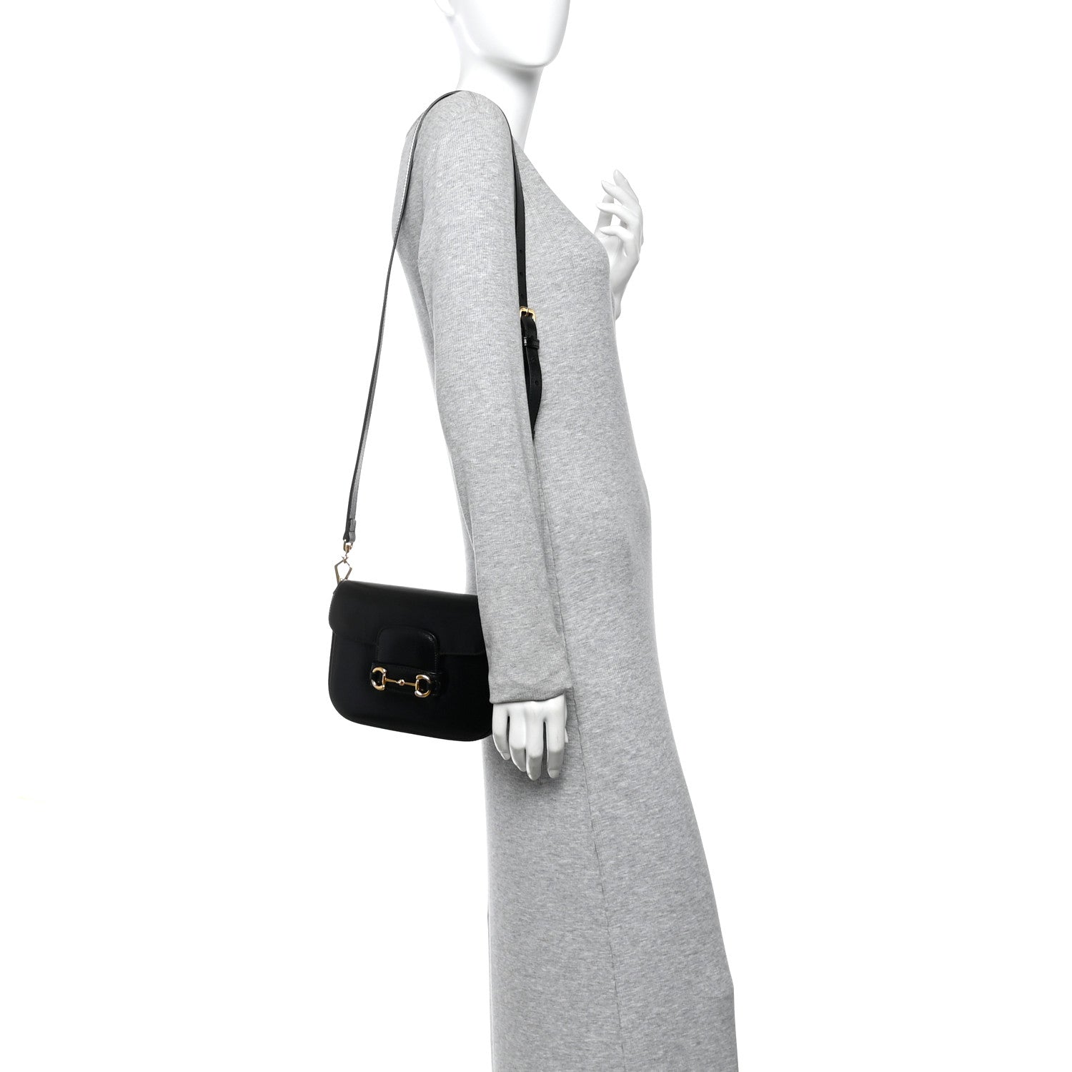 Azalea Calfskin Web Mini Horsebit 1955 Shoulder Bag Black