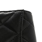 Lambskin Quilted Pearl Crush Clutch With Chain Black