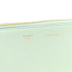Plastic Bag with Cloudy Lambskin Solo Zip Pouch Clutch Celadon