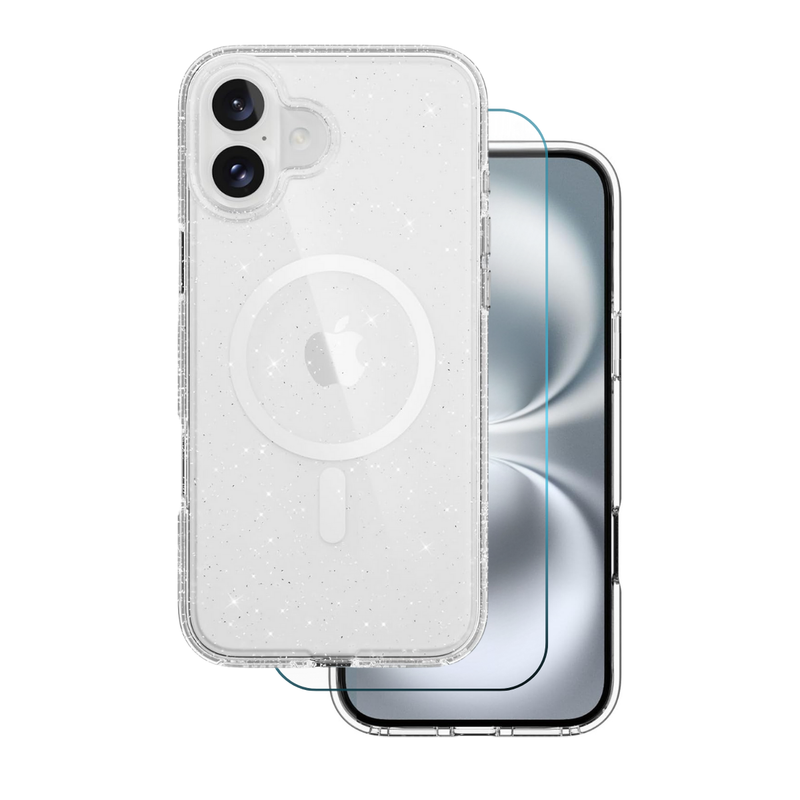Entronix Bundle Compatible with iPhone 17 - [Magnetic] Glitter Clear Case & 1 Clear Screen Protector