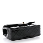 Patent Quilted Mini Top Handle Rectangular Flap Black