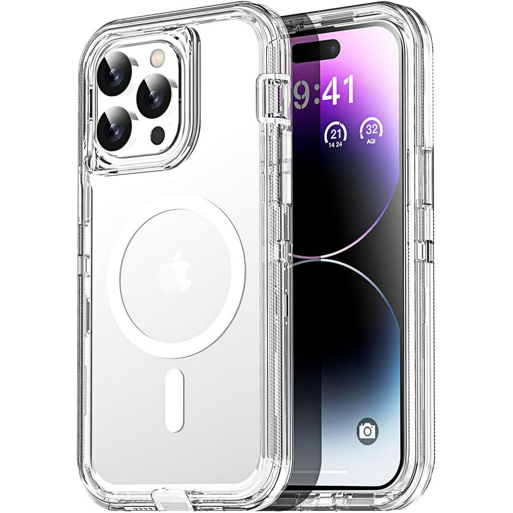Entronix [Magnetic] Case Compatible with iPhone 14 Pro Max - [Clear] Triple-Layer Heavy Duty Protection