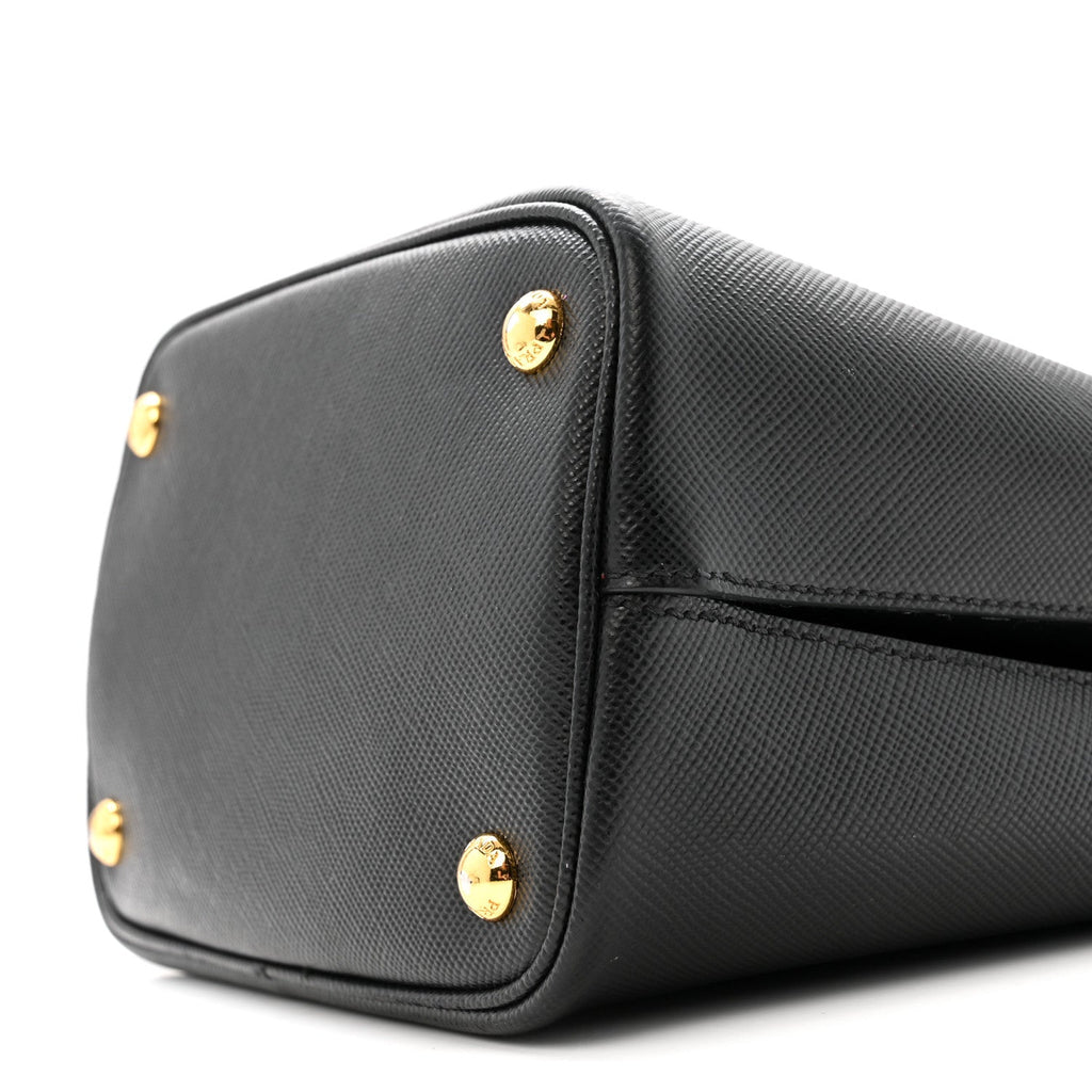 Saffiano Cuir Medium Panier Bucket Bag Black Fuoco