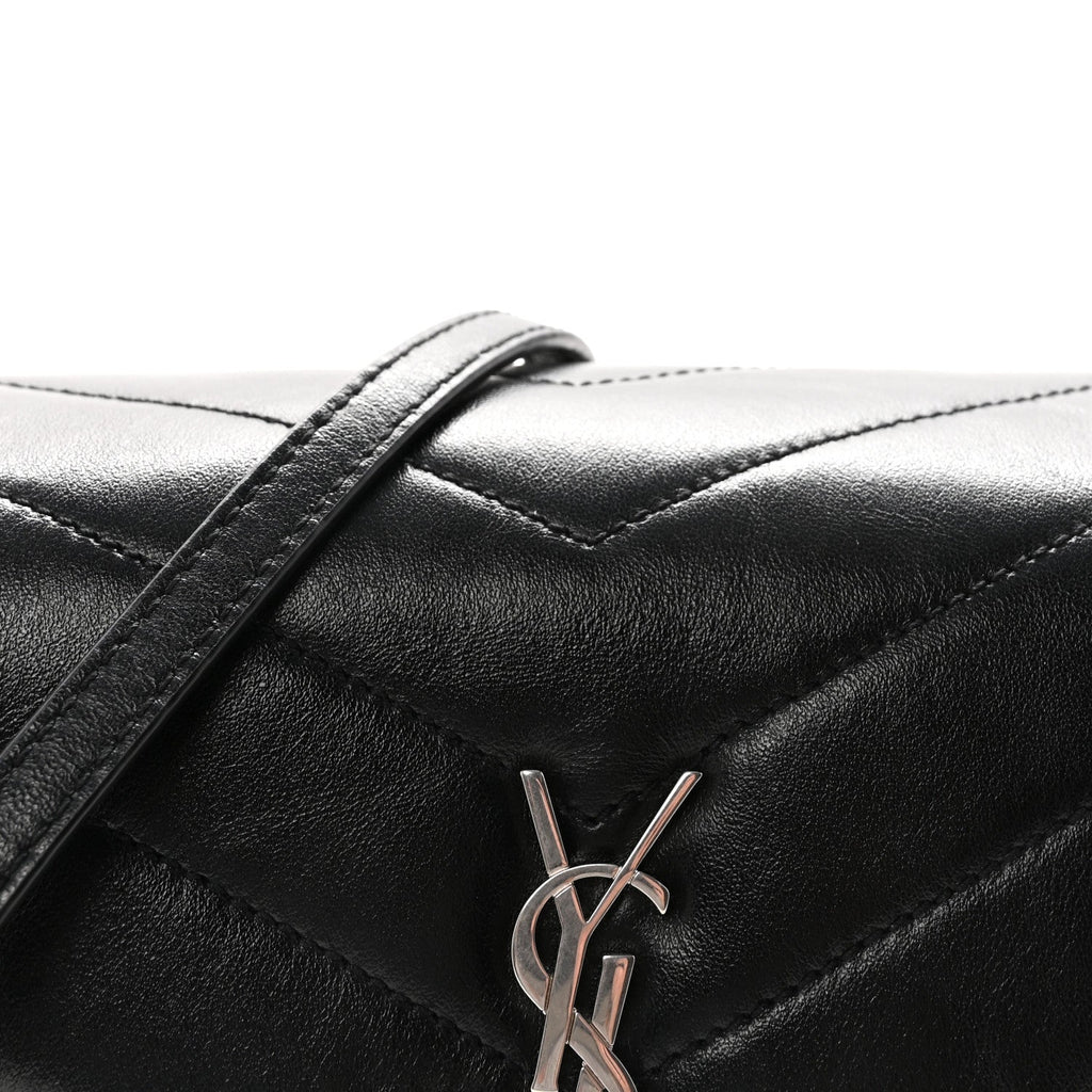 Calfskin Y Quilted Monogram Toy Loulou Crossbody Bag Black