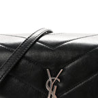 Calfskin Y Quilted Monogram Toy Loulou Crossbody Bag Black