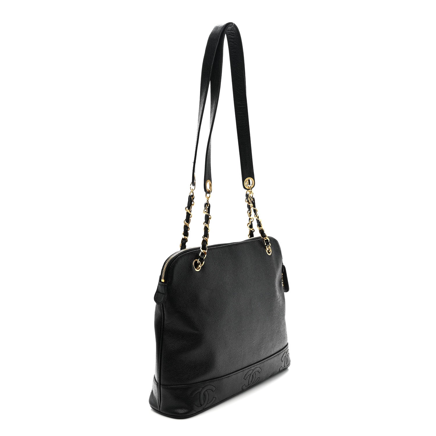 Caviar Triple CC Shoulder Bag Black