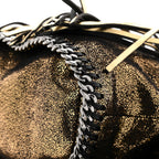 Metallic Shaggy Deer Fringe Falabella Bucket Bag Gold Black